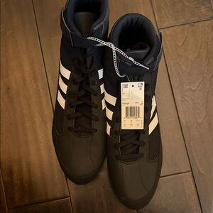 adidas Men’s Black Sneakers with White Stripes